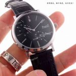 New Piaget Altiplano Automatic Watch Replica SS Black Leather Strap